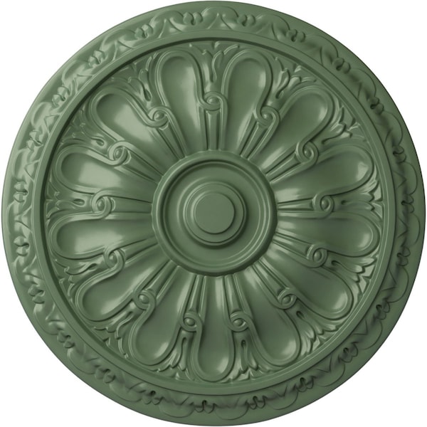 Ekena Millwork Kirke Ceiling Medallion (Fits Canopies up to 3 3/4"), Hand-Painted Athenian Green, 15 3/4"OD x 5/8"P CM16KIAGF - main
